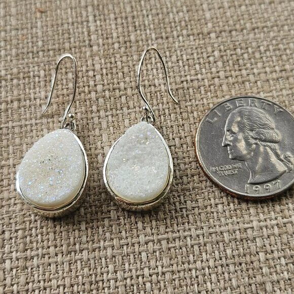 Women Earrings Fashion Earrings Pure Silver Plated Drusy Quartz Ear Jewelry - Picture 9 of 13